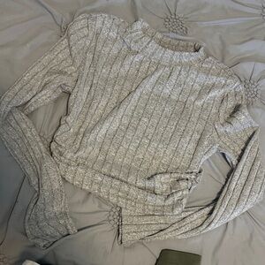 SHEIN Light Gray Ribbed Turtleneck Sweater
